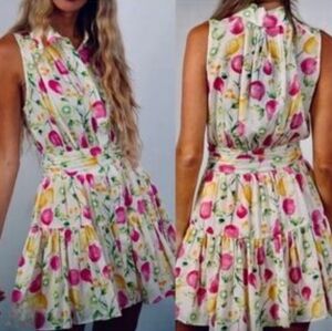 CYNTHIA ROWLEY, Sleeveless Floral Tie-Neck Summer Dress multicolored.